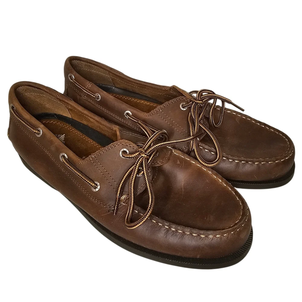 Dockers Classic Leather Boat Shoes Size 10.5 Brown Preppy Quiet Luxury Old Money
